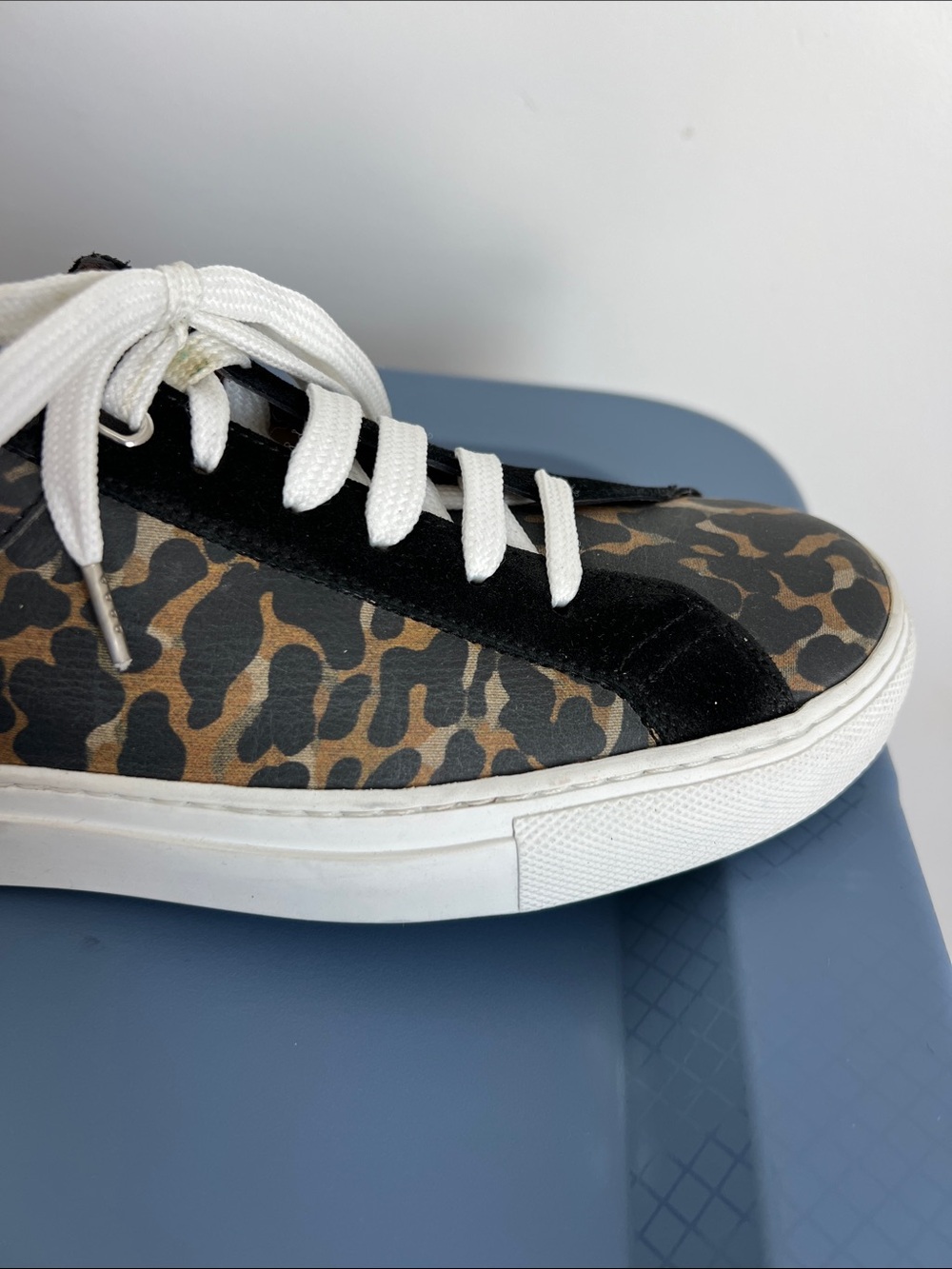 Belstaff dagenham leopard canvas suede low top sneakers tasmin gold colorway 38 - Picture 10 of 15